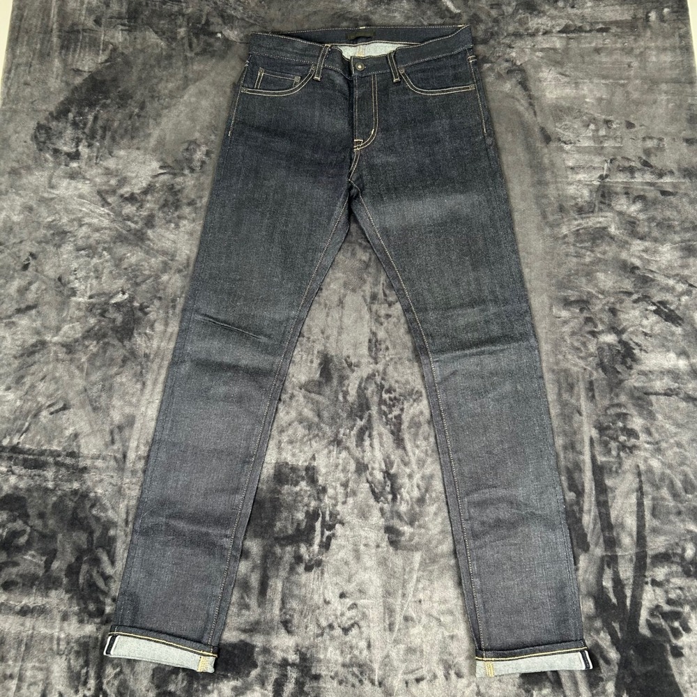 Uniqlo Selvedge Tapered Jeans Mens 30x34 Dark Indigo Blue Japanese Kaihara Denim